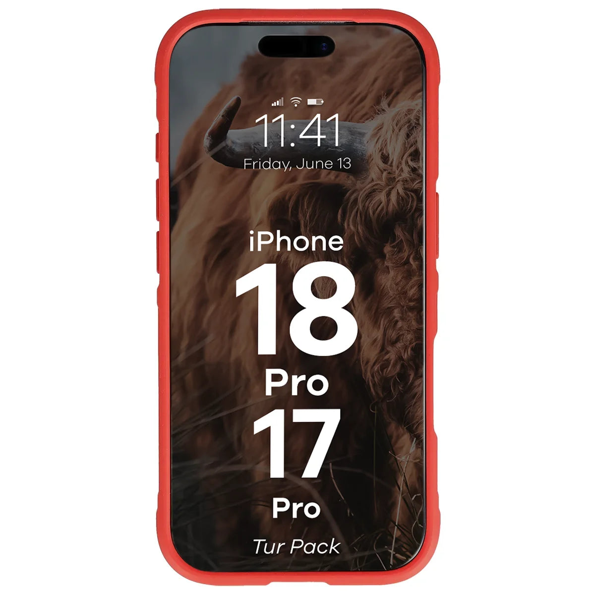 Robuste Handyhülle + gehärtetem Glas für iPhone 18 Pro / 17 Pro, Bizon Tur Pack, Rot (6/10)