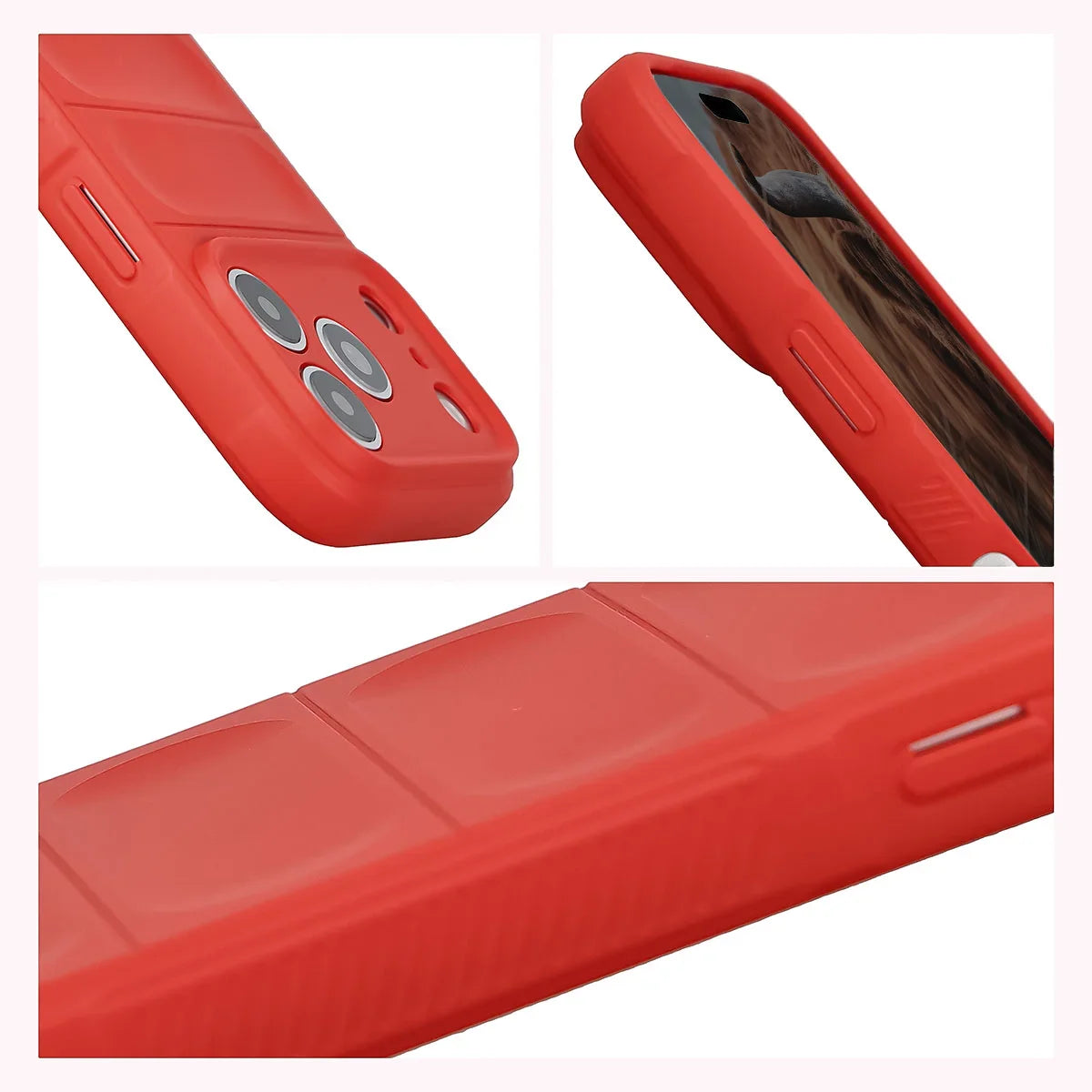 Robuste Handyhülle + gehärtetem Glas für iPhone 18 Pro / 17 Pro, Bizon Tur Pack, Rot (8/10)