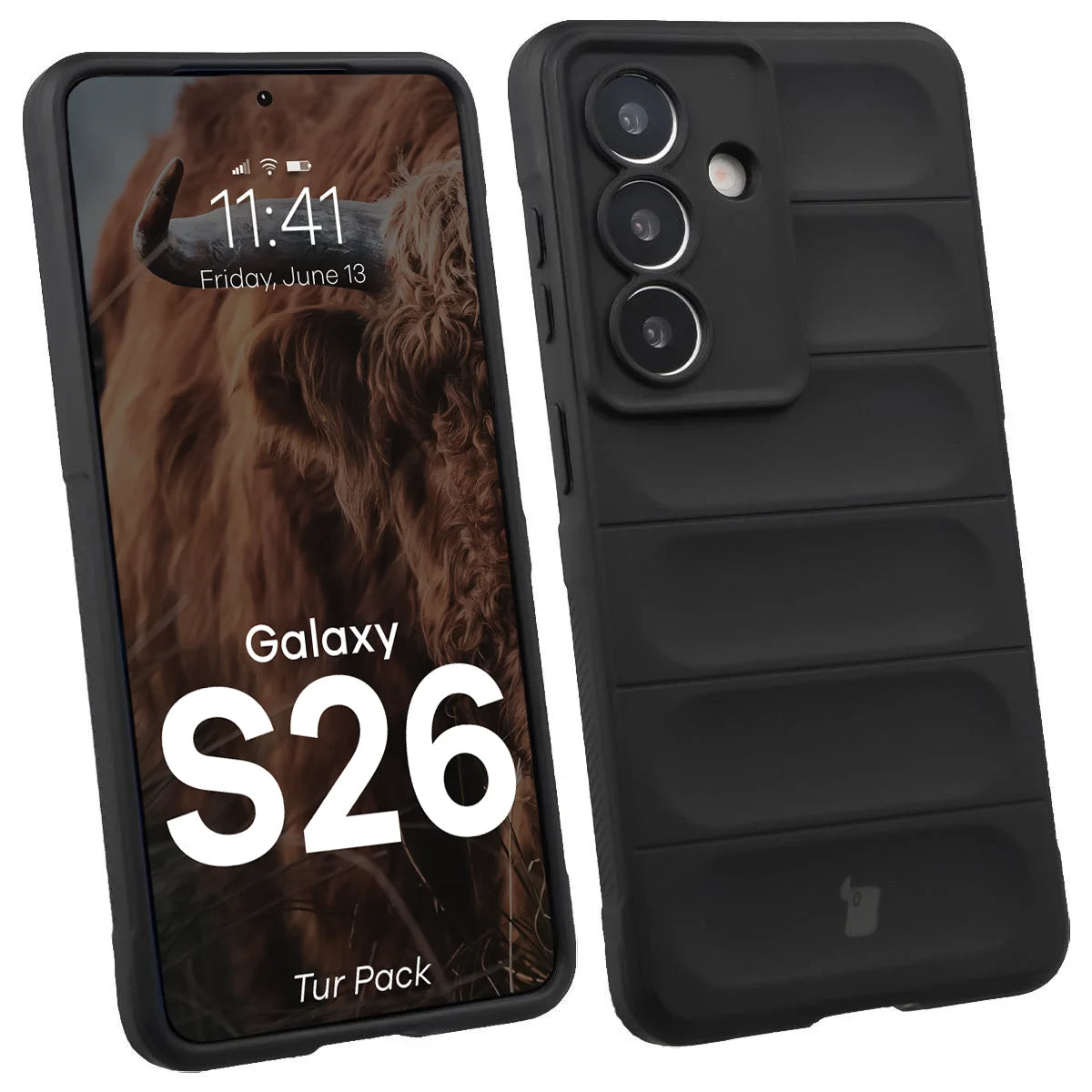 Robuste Handyhülle + gehärtetem Glas für Galaxy S26, Bizon Tur Pack, Schwarz (3/10)