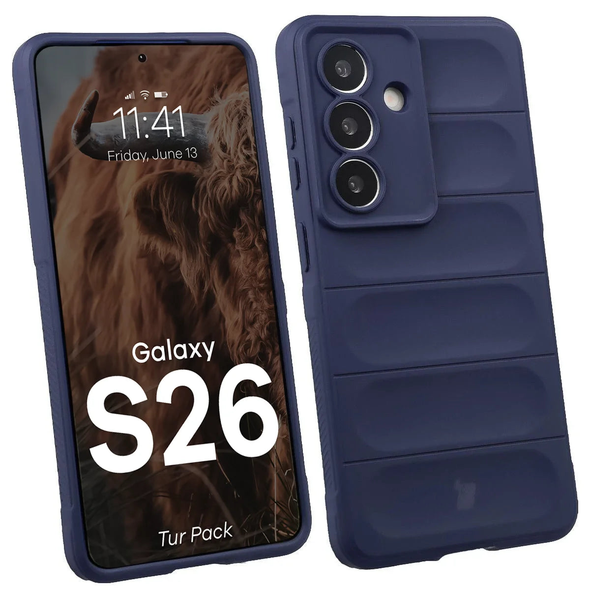 Robuste Handyhülle + gehärtetem Glas für Galaxy S26, Bizon Tur Pack, Dunkelblau (3/10)