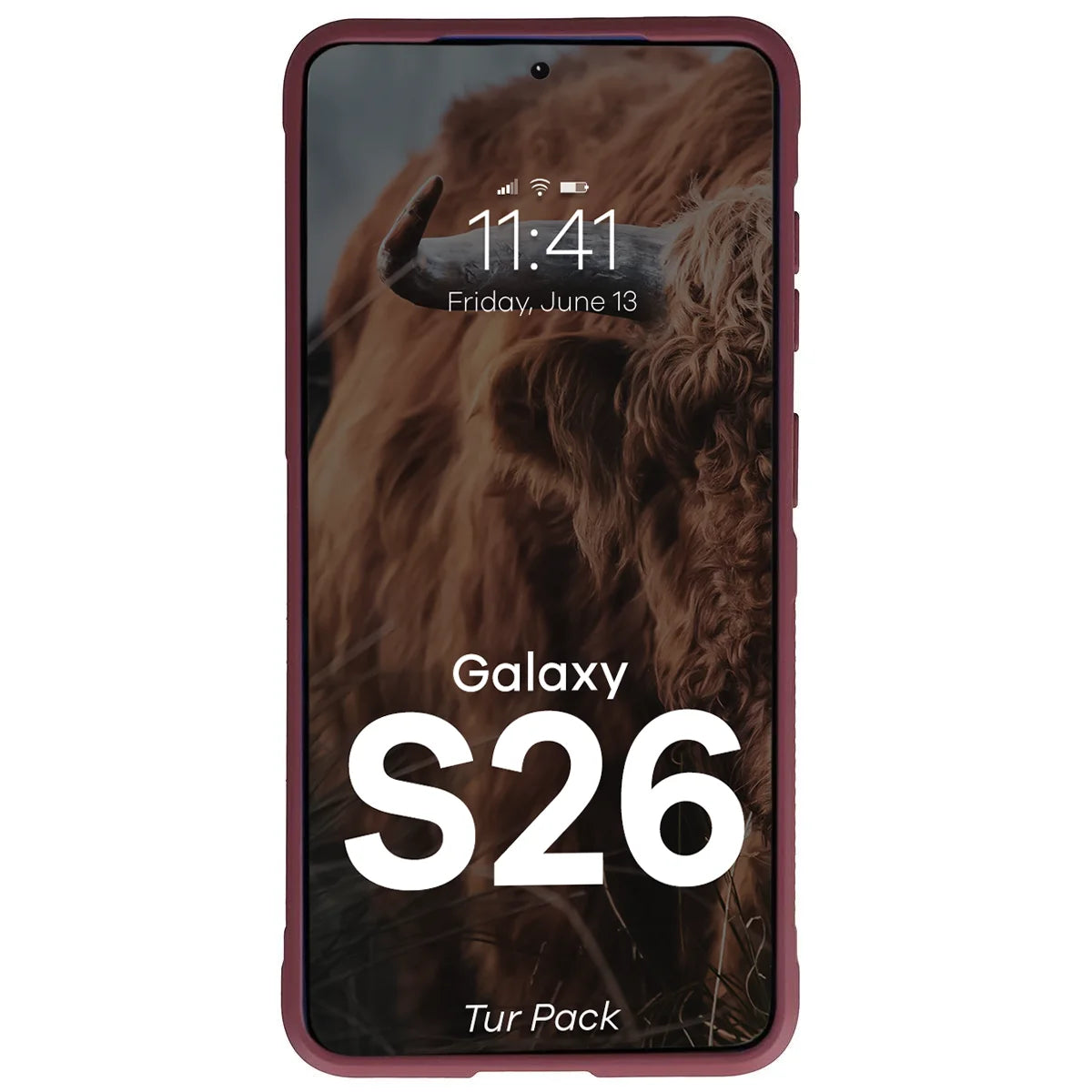 Robuste Handyhülle + gehärtetem Glas für Galaxy S26, Bizon Tur Pack, Burgunderrot (6/10)