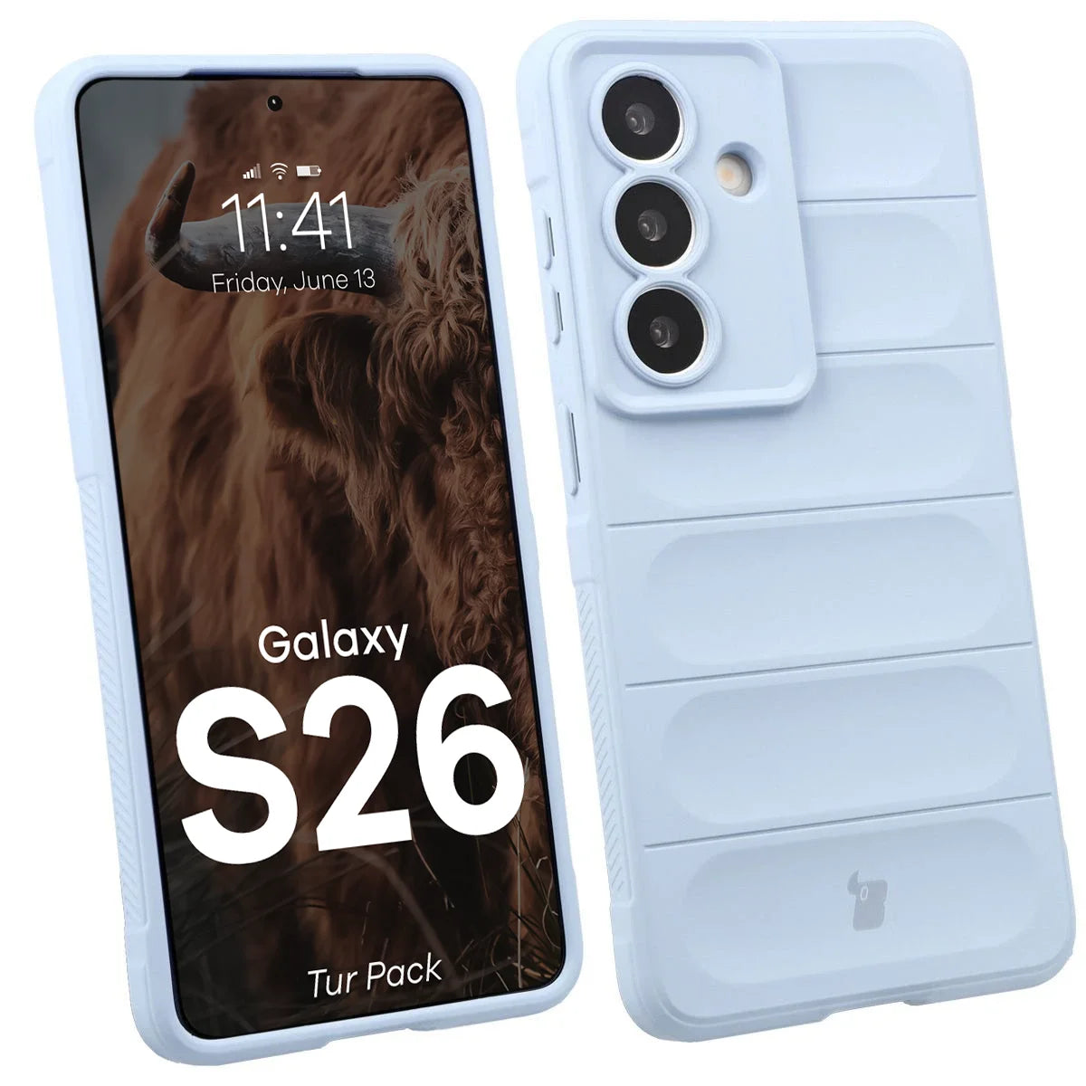 Robuste Handyhülle + gehärtetem Glas für Galaxy S26, Bizon Tur Pack, Hellblau (3/10)