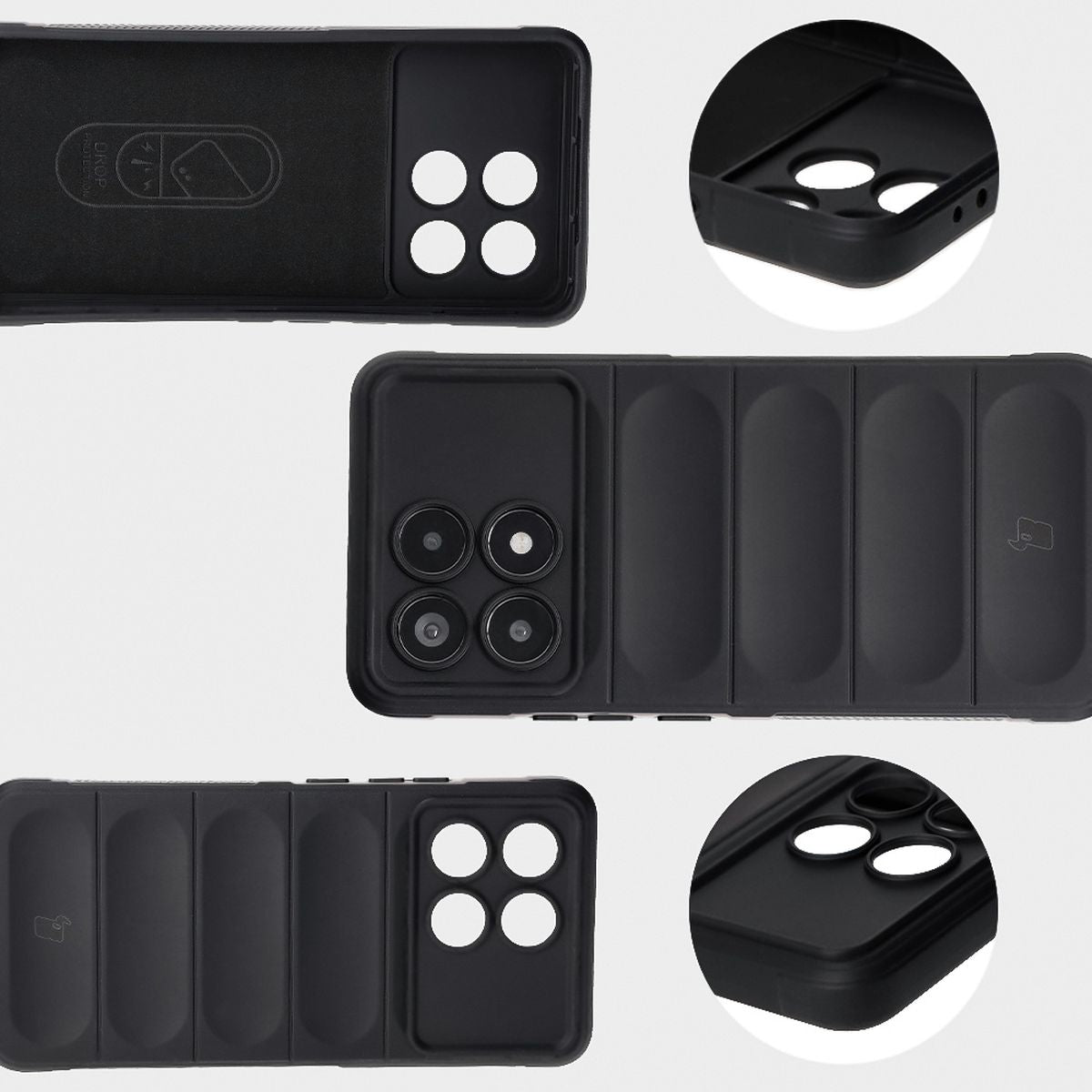 Robuste Handyhülle für Xiaomi Poco F6 Pro, Bizon Case Tur, Schwarz