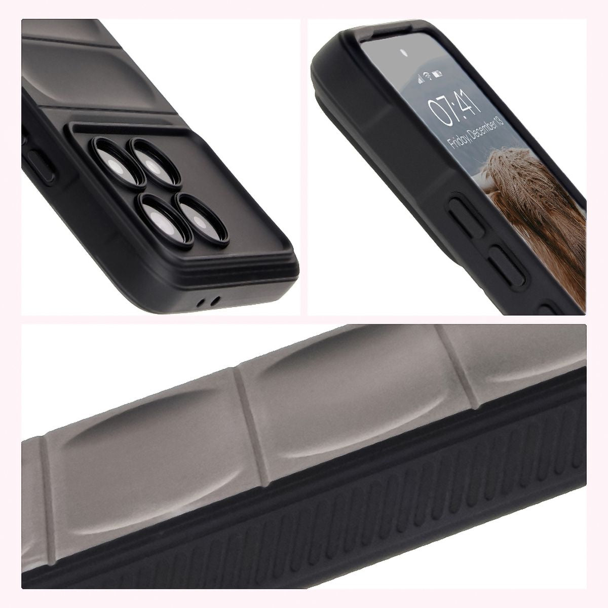 Robuste Handyhülle für Xiaomi Poco F6 Pro, Bizon Case Tur, Schwarz