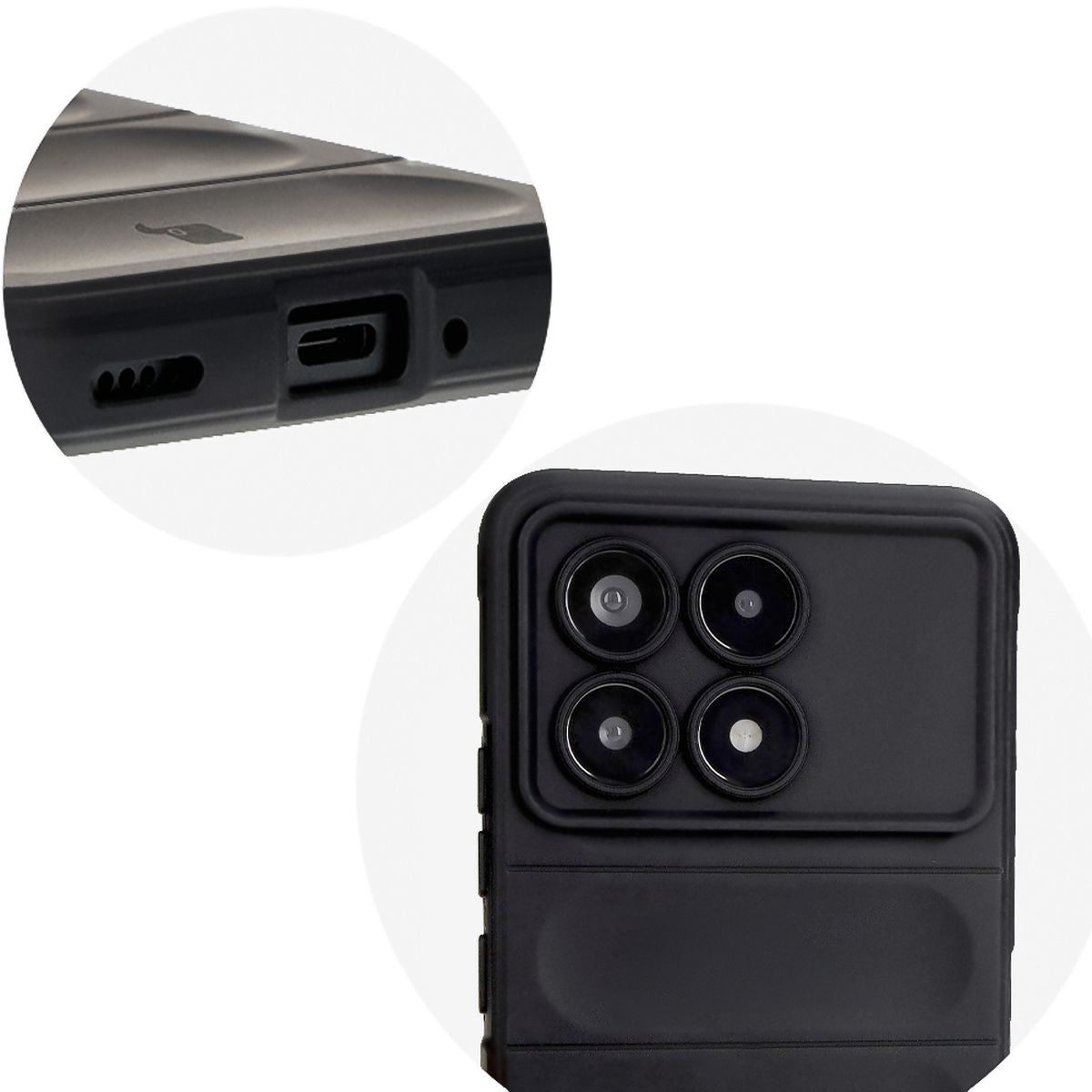 Robuste Handyhülle für Xiaomi Poco F6 Pro, Bizon Case Tur, Schwarz