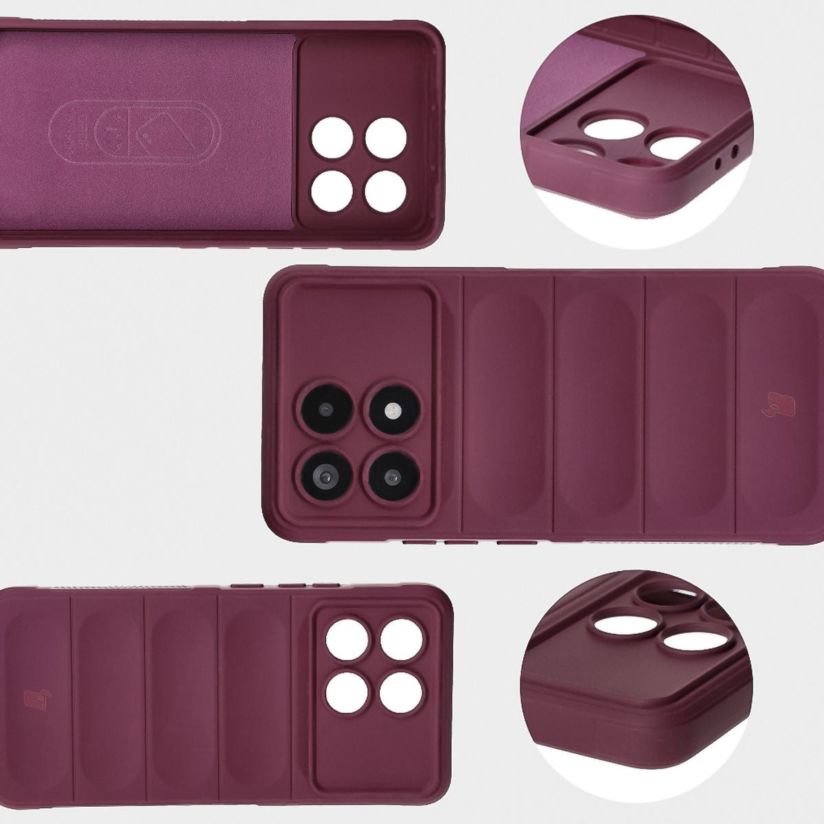 Robuste Handyhülle für Xiaomi Poco F6 Pro, Bizon Case Tur, Burgunderrot