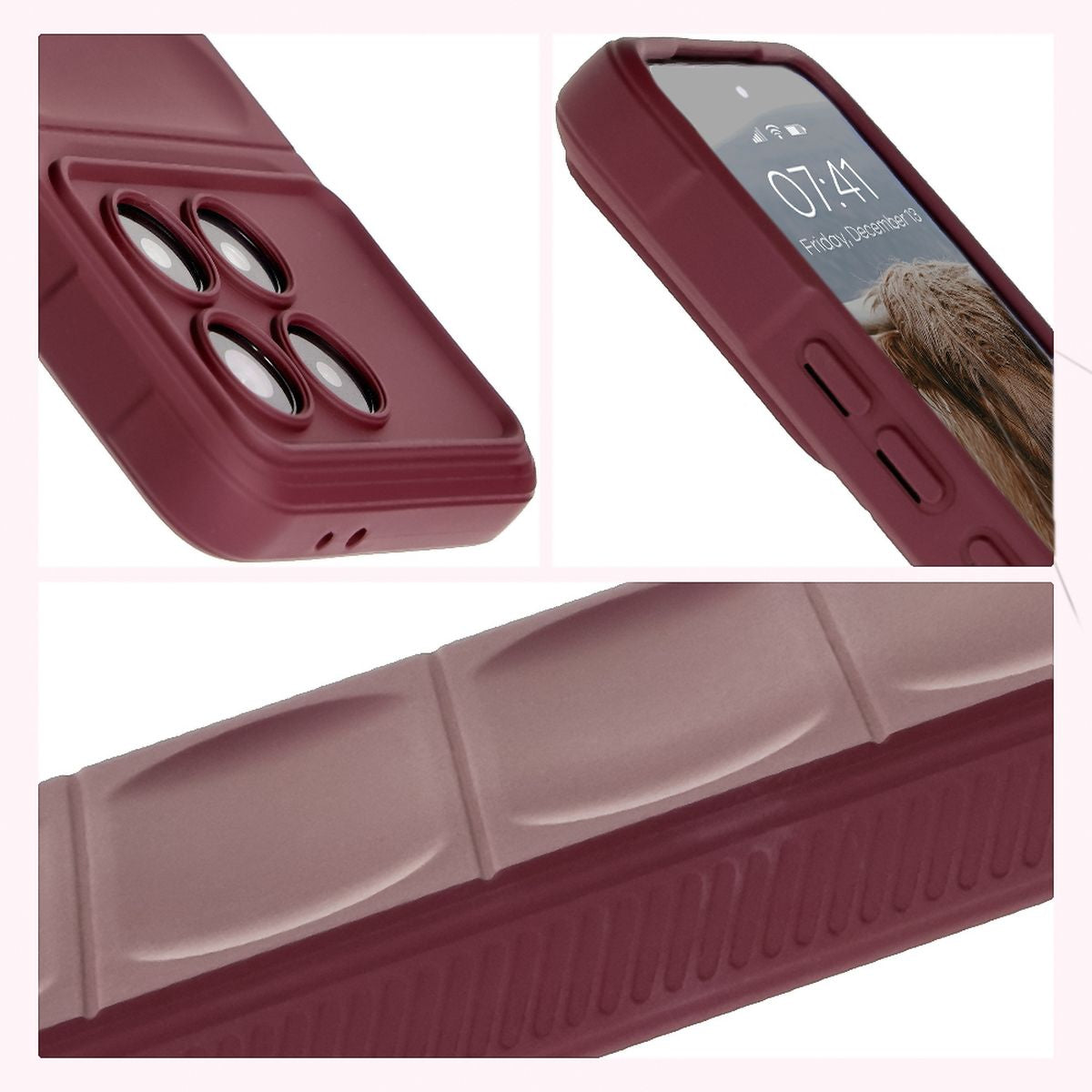 Robuste Handyhülle für Xiaomi Poco F6 Pro, Bizon Case Tur, Burgunderrot
