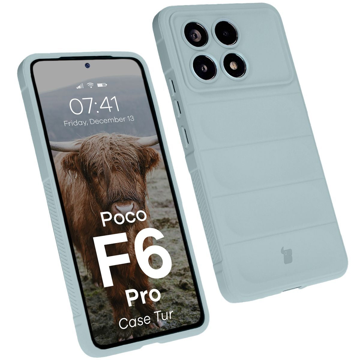 Robuste Handyhülle für Xiaomi Poco F6 Pro, Bizon Case Tur, Hellblau