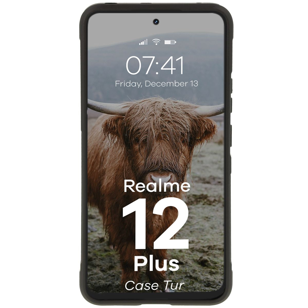 Robuste Handyhülle für Realme 12+, Bizon Case Tur, Schwarz