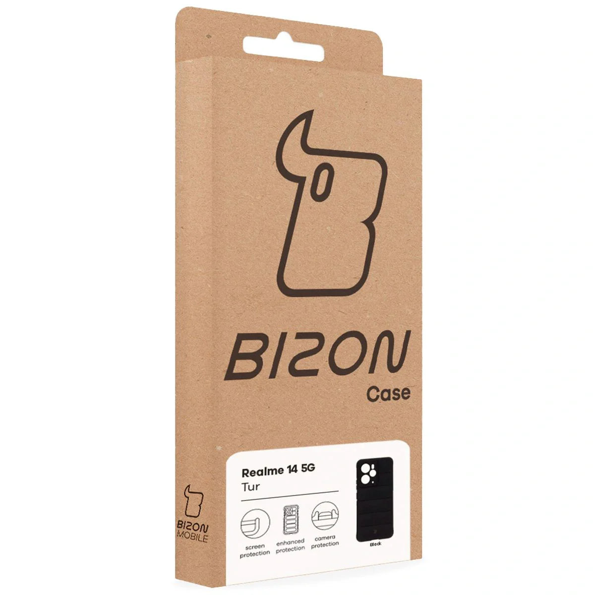 Robuste Handyhülle für Realme 14 5G, Bizon Case Tur, Schwarz