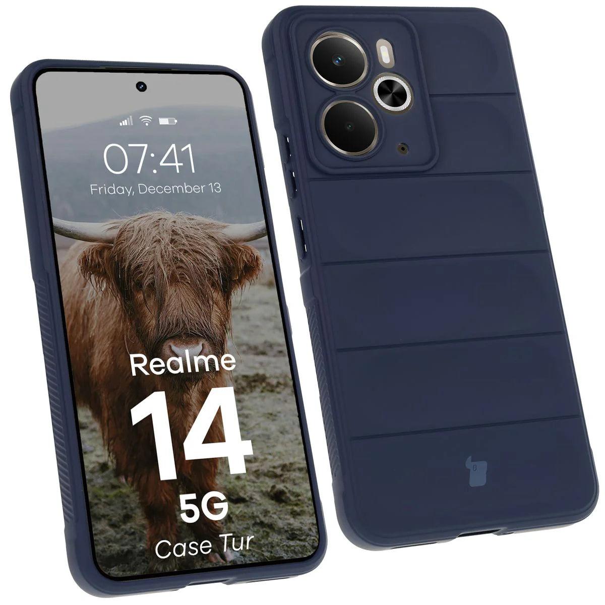 Robuste Handyhülle für Realme 14 5G, Bizon Case Tur, Dunkelblau