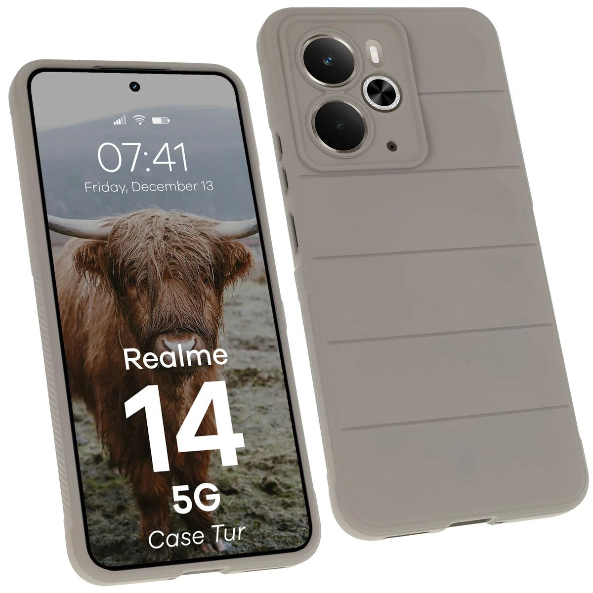 Robuste Handyhülle für Realme 14 5G, Bizon Case Tur, Hellgrau