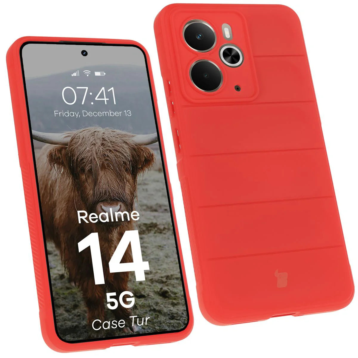 Robuste Handyhülle für Realme 14 5G, Bizon Case Tur, Rot