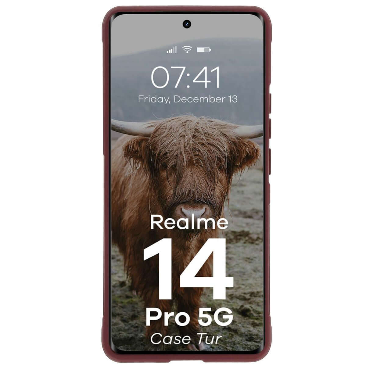 Robuste Handyhülle für Realme 14 Pro 5G, Bizon Case Tur, Burgunderrot