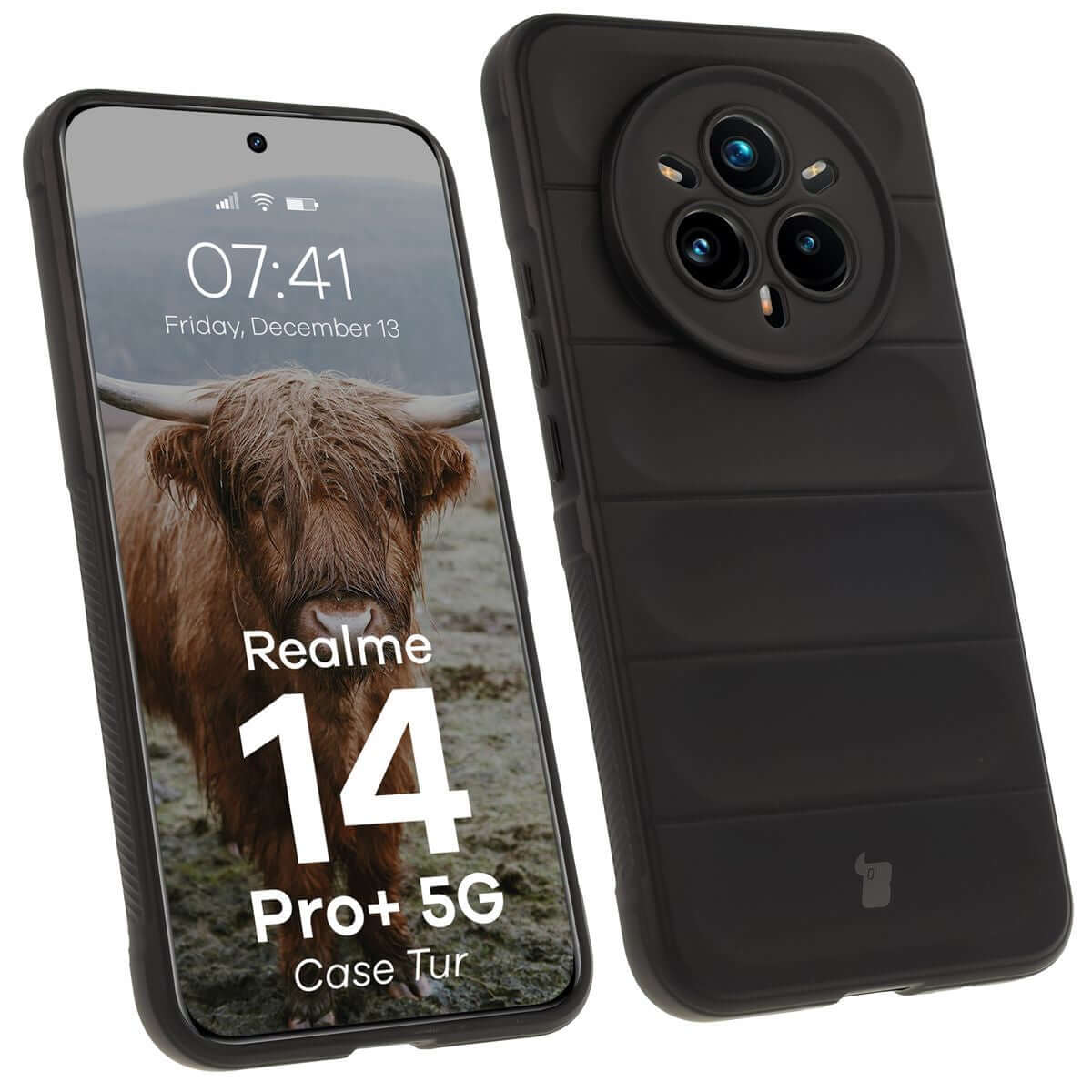 Robuste Handyhülle für Realme 14 Pro Plus 5G, Bizon Case Tur, Schwarz