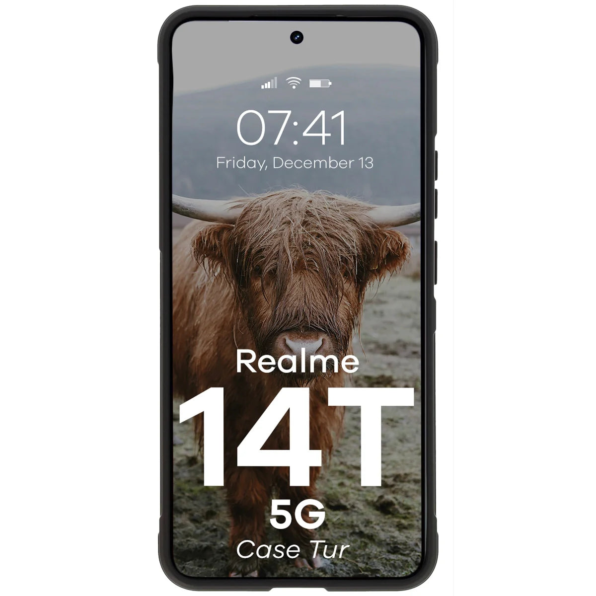 Robuste Handyhülle für Realme 14T 5G, Bizon Case Tur, Schwarz
