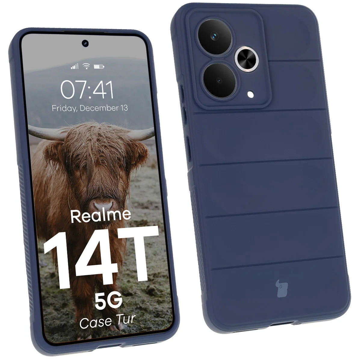Robuste Handyhülle für Realme 14T 5G, Bizon Case Tur, Dunkelblau
