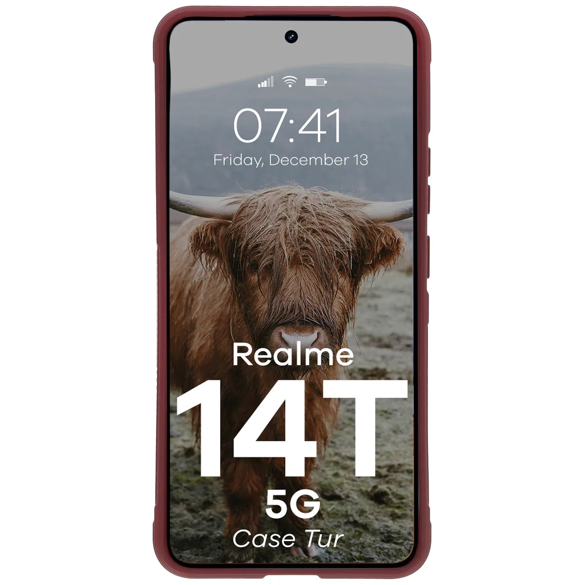 Robuste Handyhülle für Realme 14T 5G, Bizon Case Tur, Burgunderrot