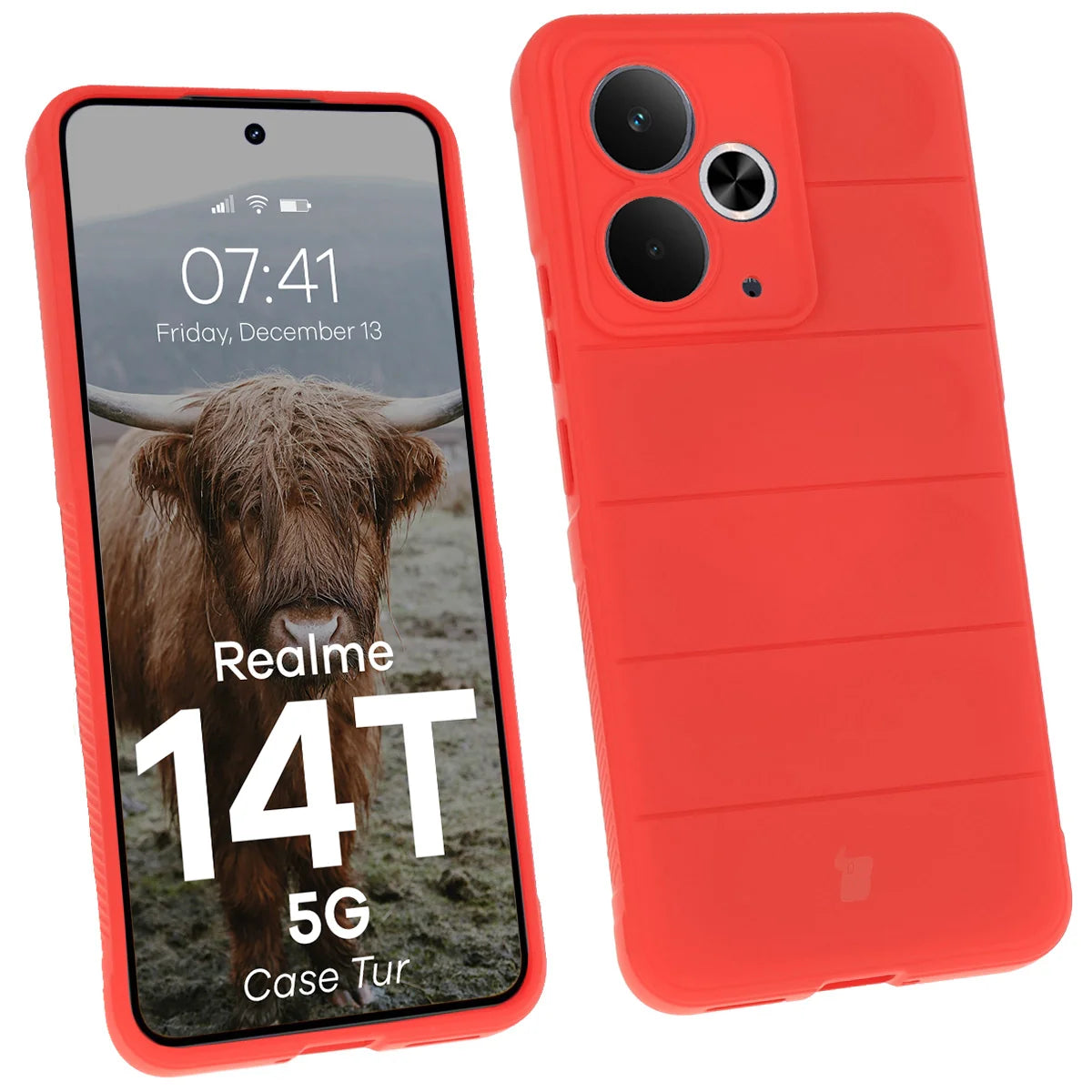 Robuste Handyhülle für Realme 14T 5G, Bizon Case Tur, Rot