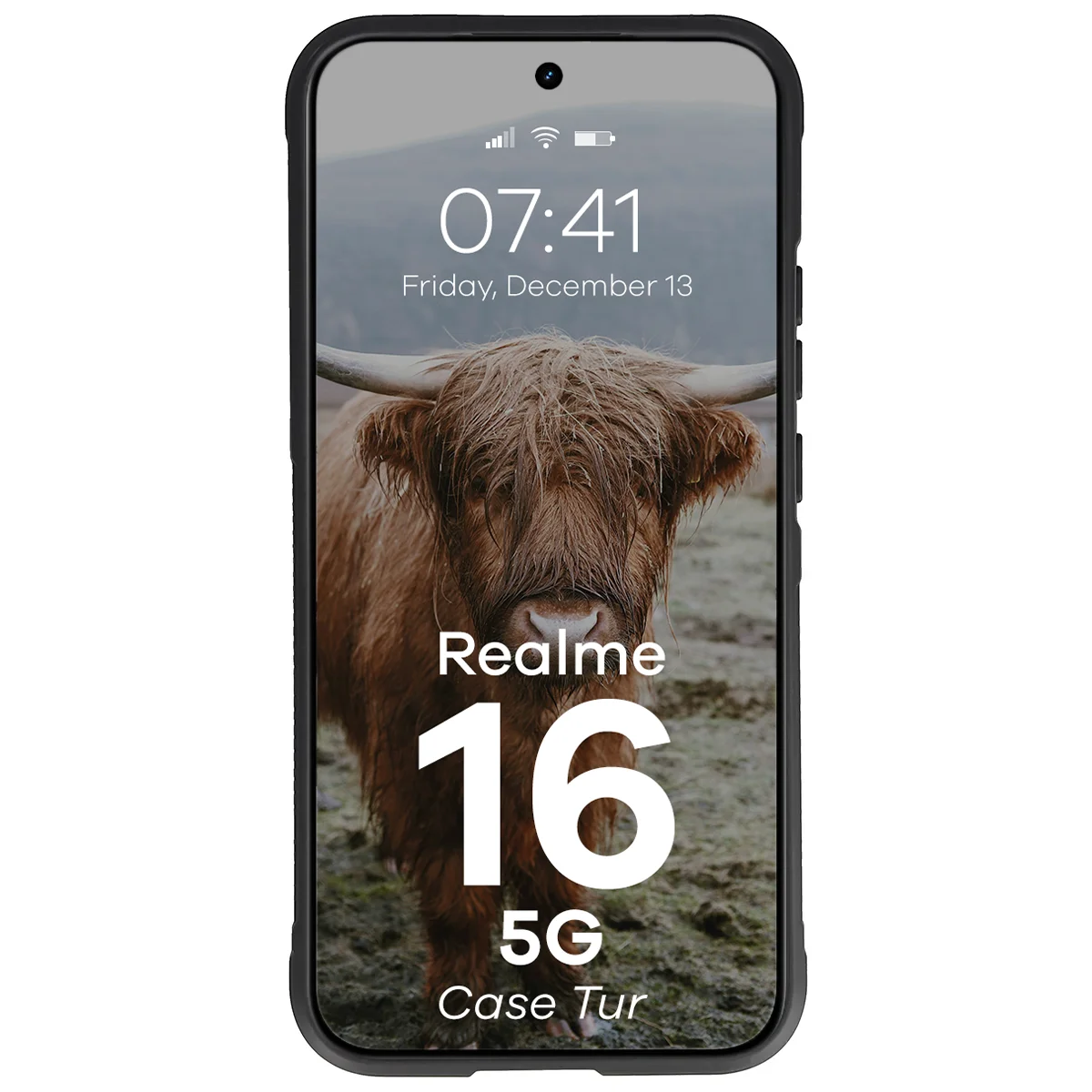 Robuste Handyhülle für Realme 16 5G, Bizon Case Tur, Schwarz