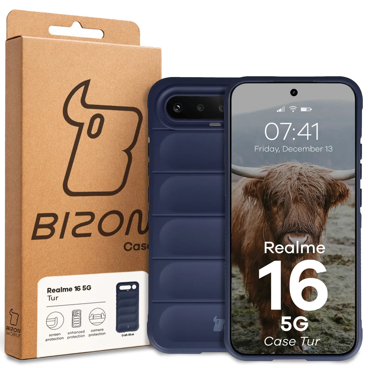 Robuste Handyhülle für Realme 16 5G, Bizon Case Tur, Dunkelblau