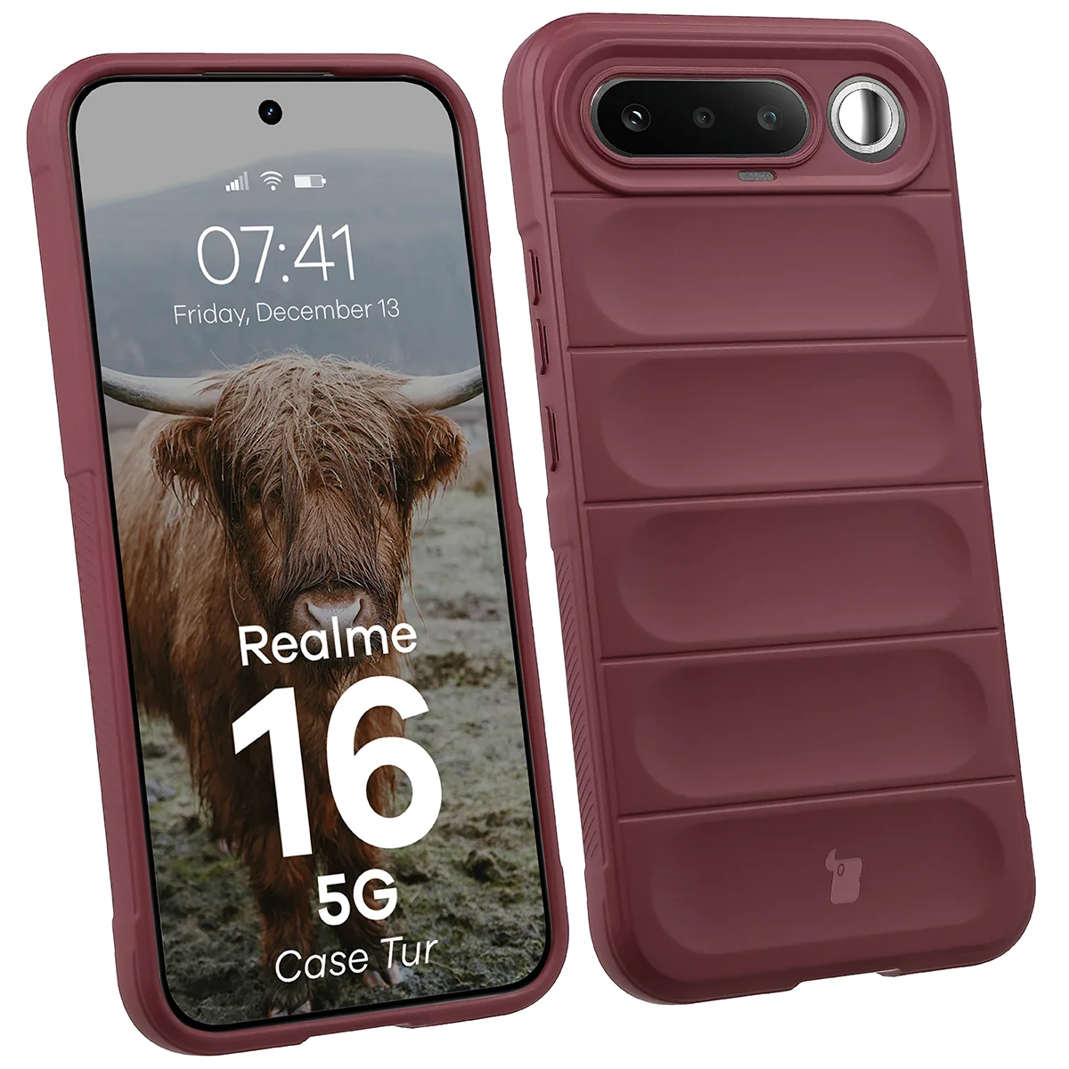 Robuste Handyhülle für Realme 16 5G, Bizon Case Tur, Burgunderrot