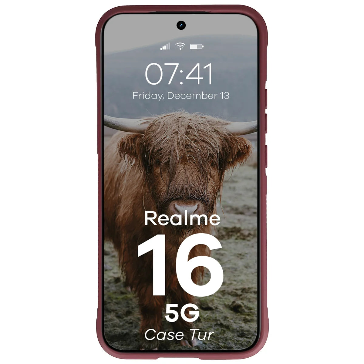 Robuste Handyhülle für Realme 16 5G, Bizon Case Tur, Burgunderrot
