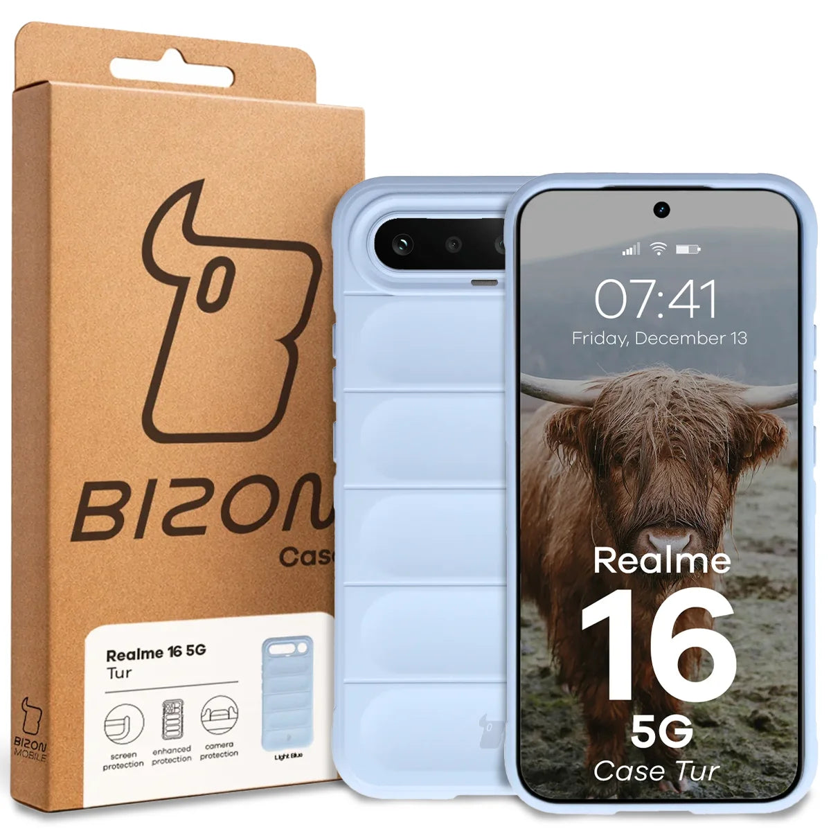 Robuste Handyhülle für Realme 16 5G, Bizon Case Tur, Hellblau