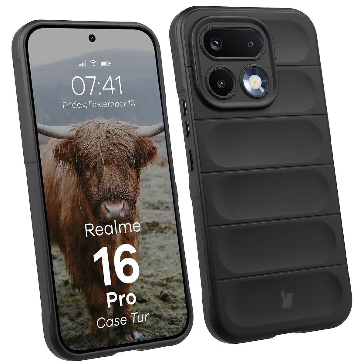 Robuste Handyhülle für Realme 16 Pro 5G, Bizon Case Tur, Schwarz