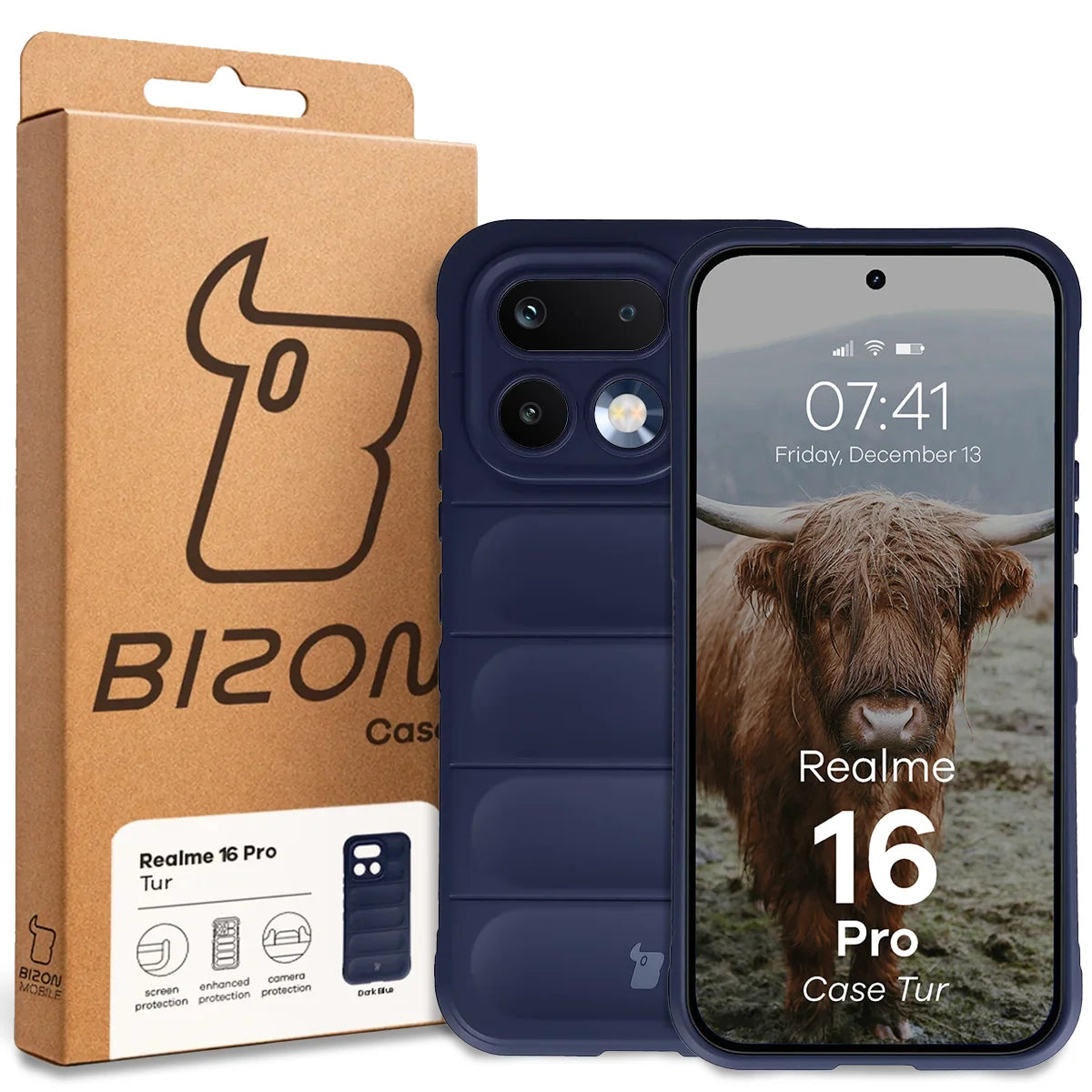 Robuste Handyhülle für Realme 16 Pro 5G, Bizon Case Tur, Dunkelblau