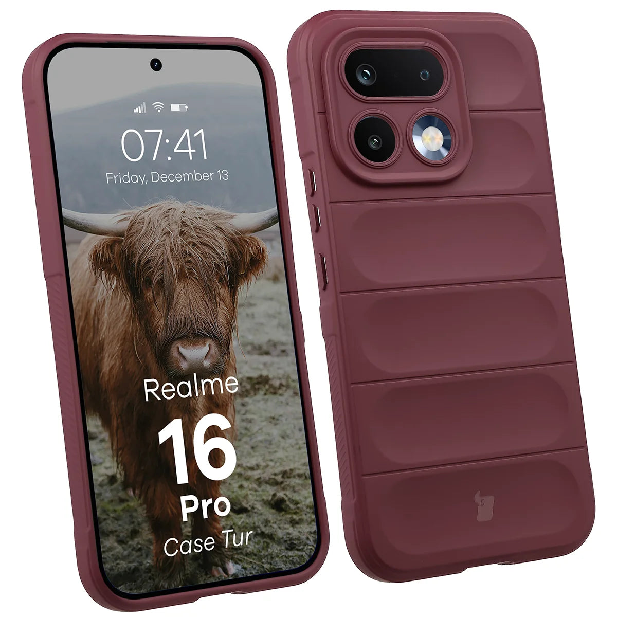 Robuste Handyhülle für Realme 16 Pro 5G, Bizon Case Tur, Burgunderrot