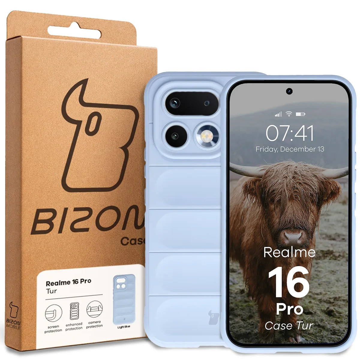 Robuste Handyhülle für Realme 16 Pro 5G, Bizon Case Tur, Hellblau