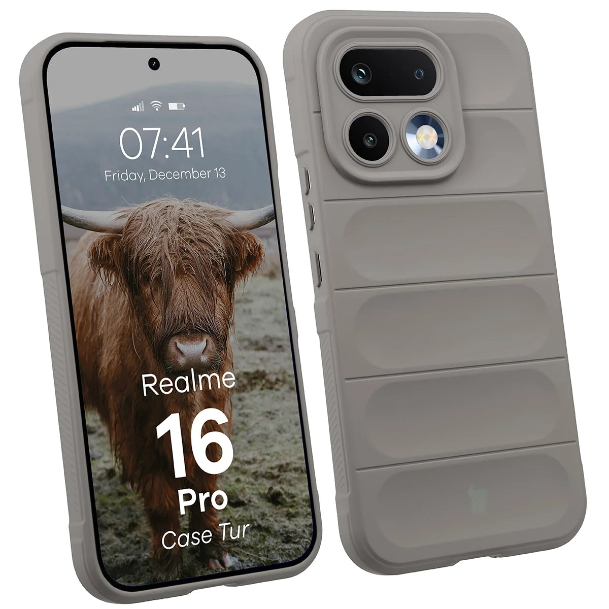 Robuste Handyhülle für Realme 16 Pro 5G, Bizon Case Tur, Hellgrau