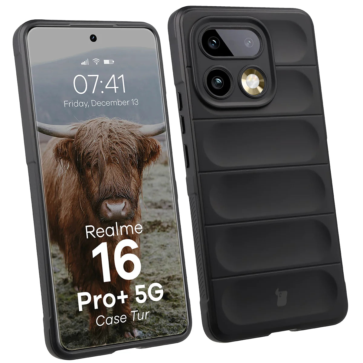 Robuste Handyhülle für Realme 16 Pro Plus 5G, Bizon Case Tur, Schwarz