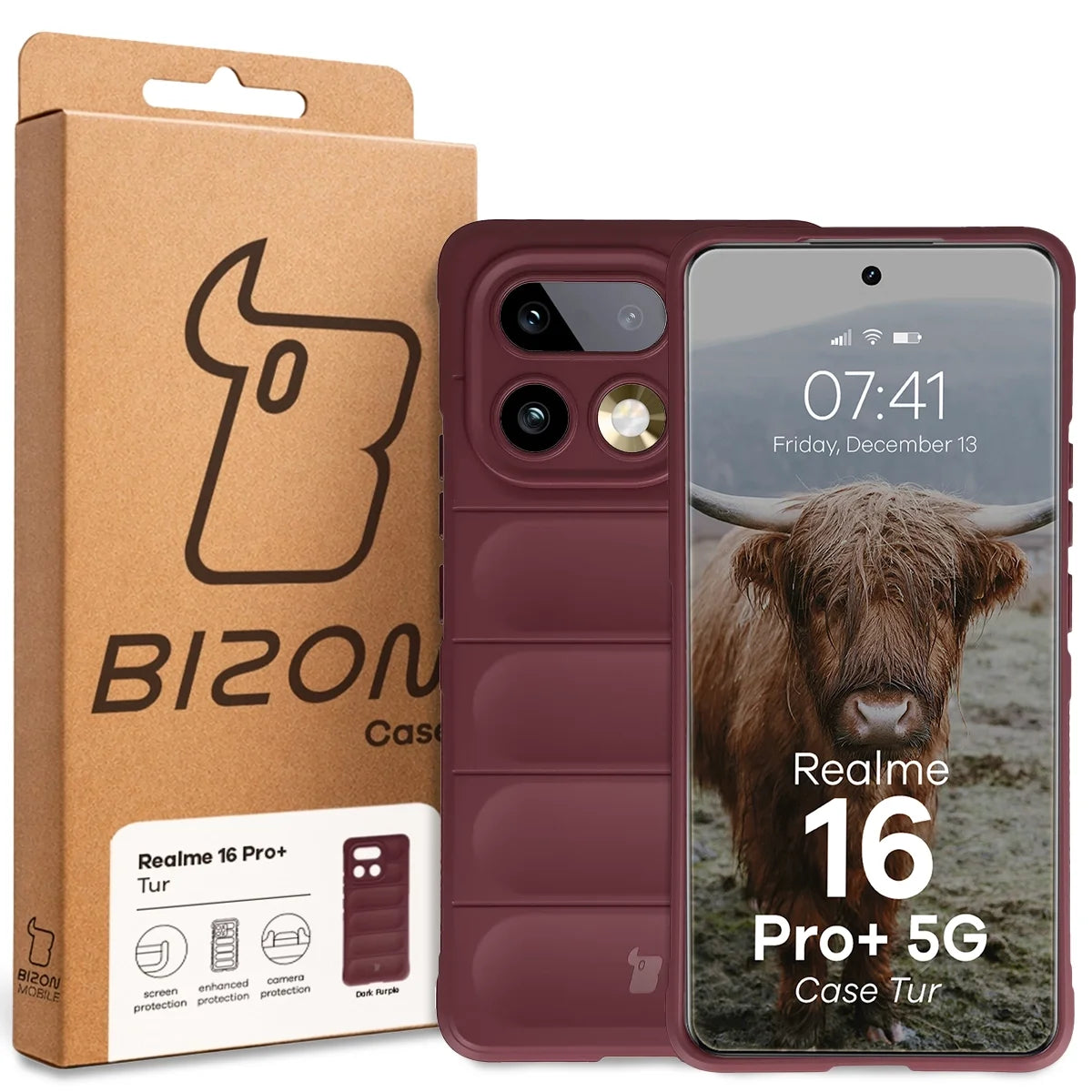 Robuste Handyhülle für Realme 16 Pro Plus 5G, Bizon Case Tur, Burgunderrot