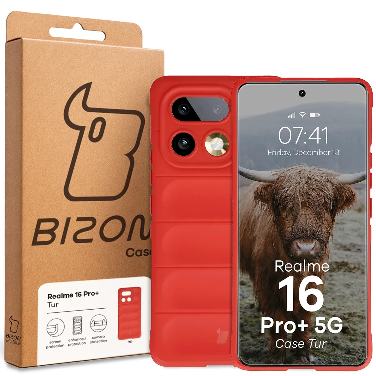 Robuste Handyhülle für Realme 16 Pro Plus 5G, Bizon Case Tur, Rot