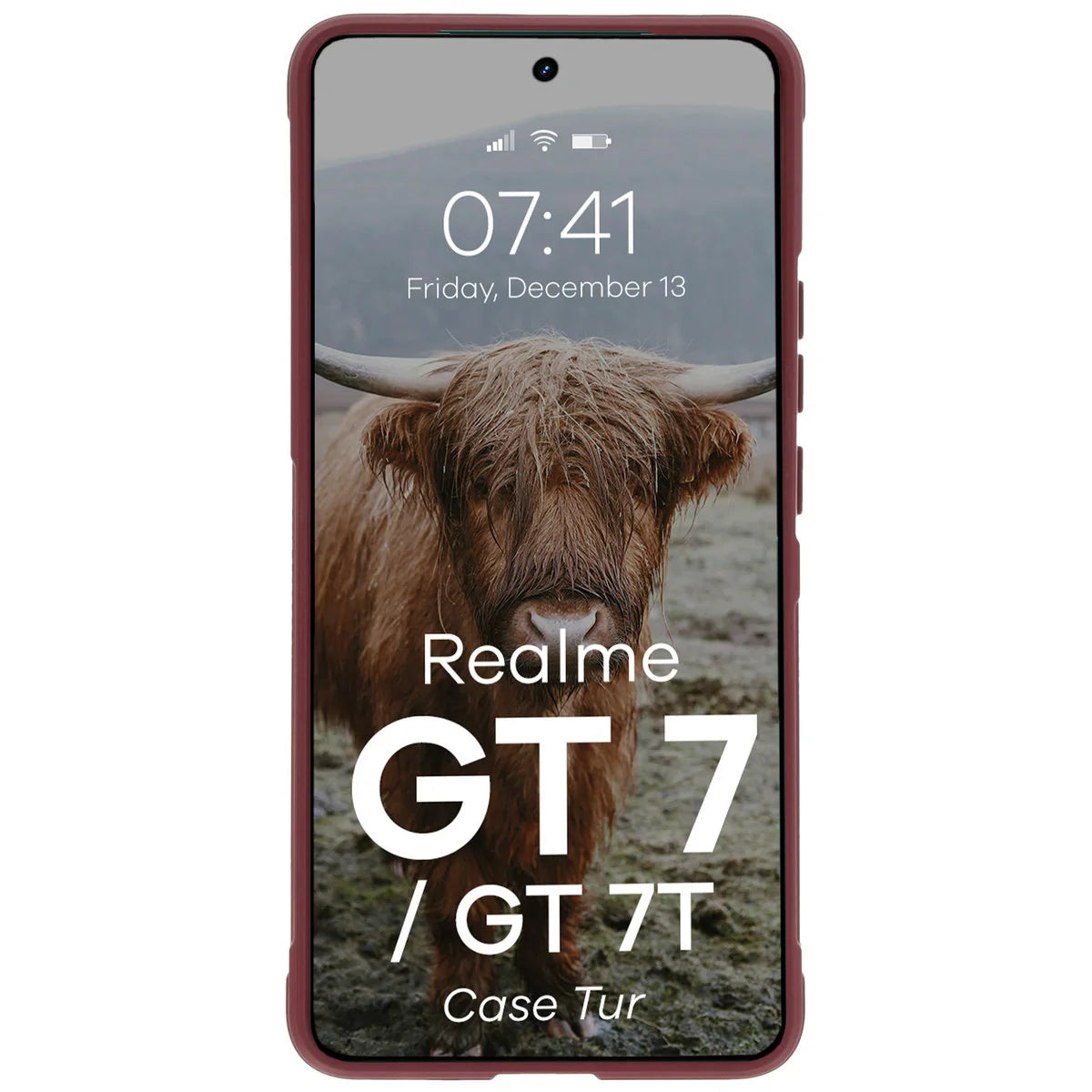 Robuste Handyhülle für Realme GT 7 / 7T, Bizon Case Tur, Burgunderrot
