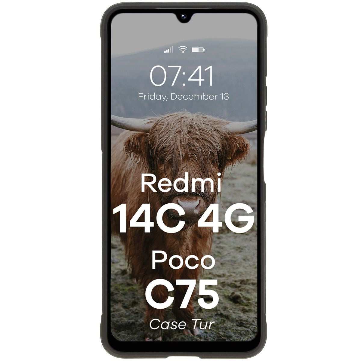 Robuste Handyhülle für Xiaomi Redmi 14C 4G / POCO C75, Bizon Case Tur, Schwarz