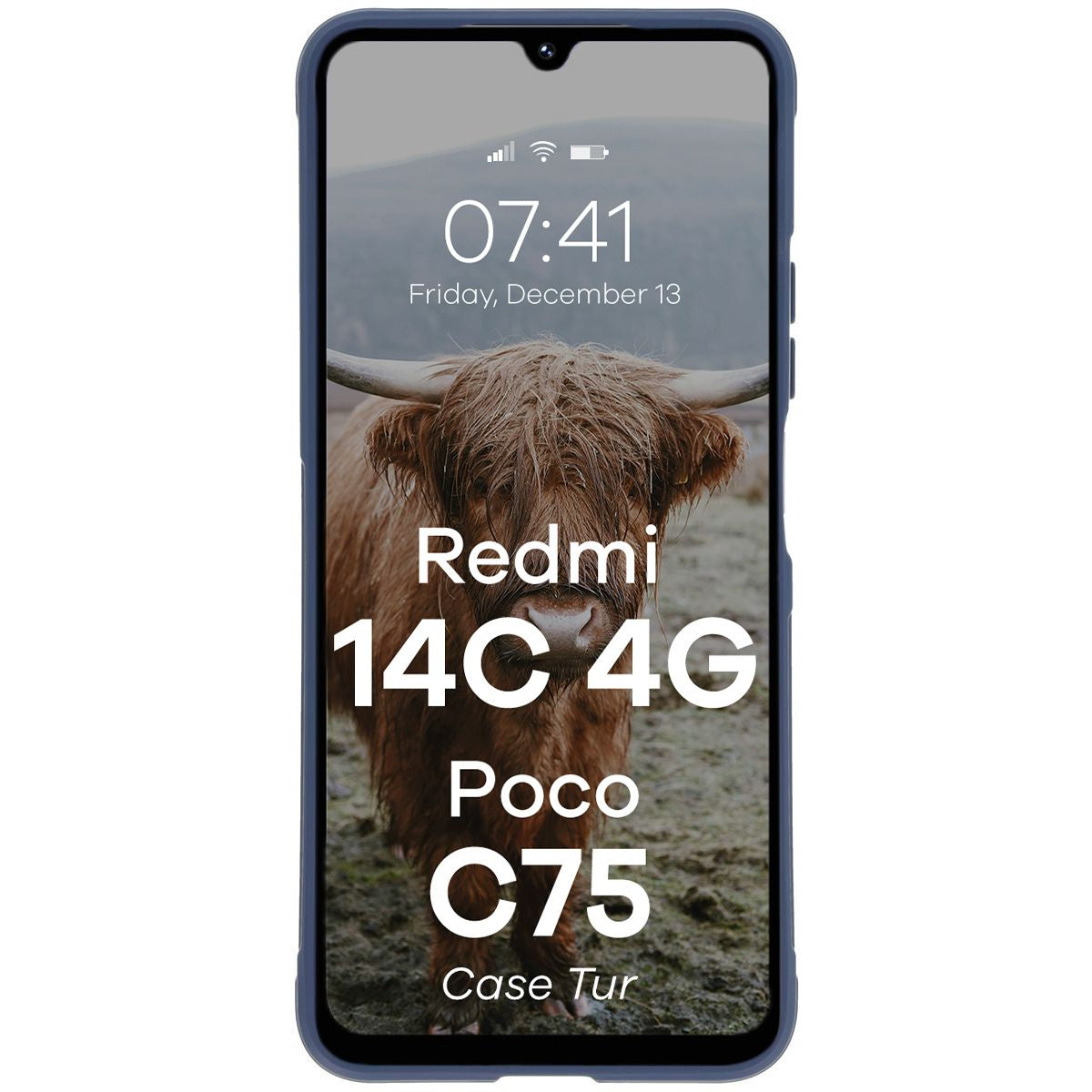Robuste Handyhülle für Xiaomi Redmi 14C 4G / POCO C75, Bizon Case Tur, Dunkelblau