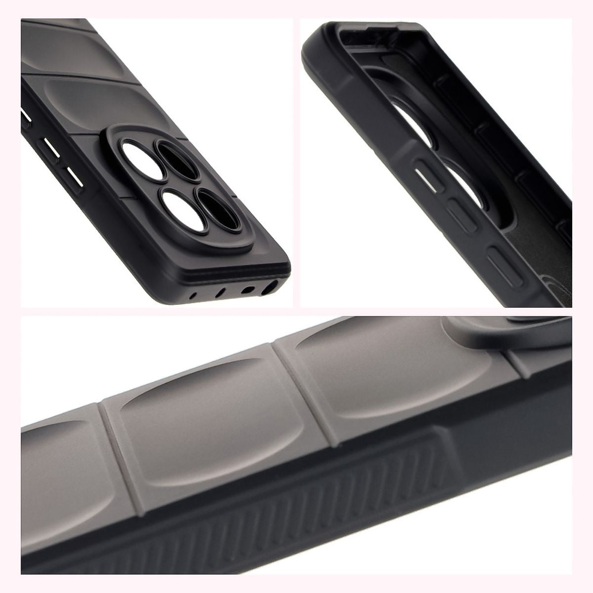 Robuste Handyhülle für Xiaomi Redmi Note 14 Pro 4G, Bizon Case Tur, Schwarz