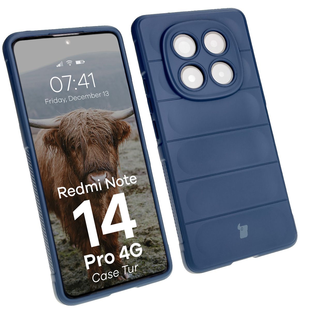 Robuste Handyhülle für Xiaomi Redmi Note 14 Pro 4G, Bizon Case Tur, Dunkelblau