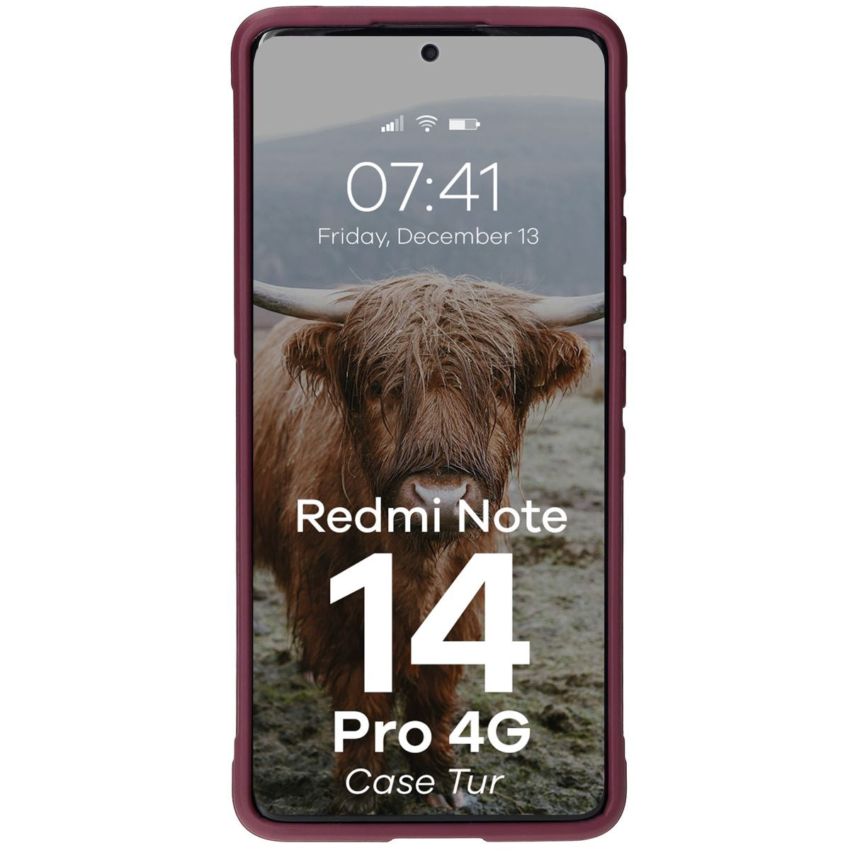 Robuste Handyhülle für Xiaomi Redmi Note 14 Pro 4G, Bizon Case Tur, Burgunderrot