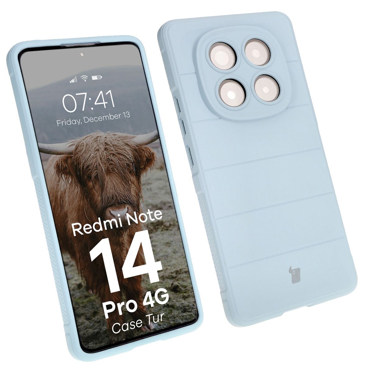 Robuste Handyhülle für Xiaomi Redmi Note 14 Pro 4G, Bizon Case Tur, Hellblau