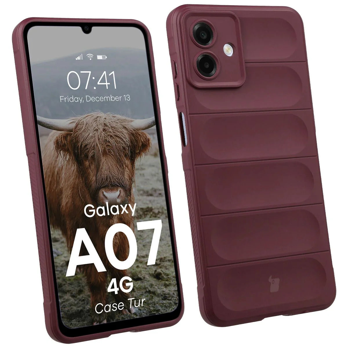 Robuste Handyhülle für Galaxy A07 4G, Bizon Case Tur, Burgunderrot