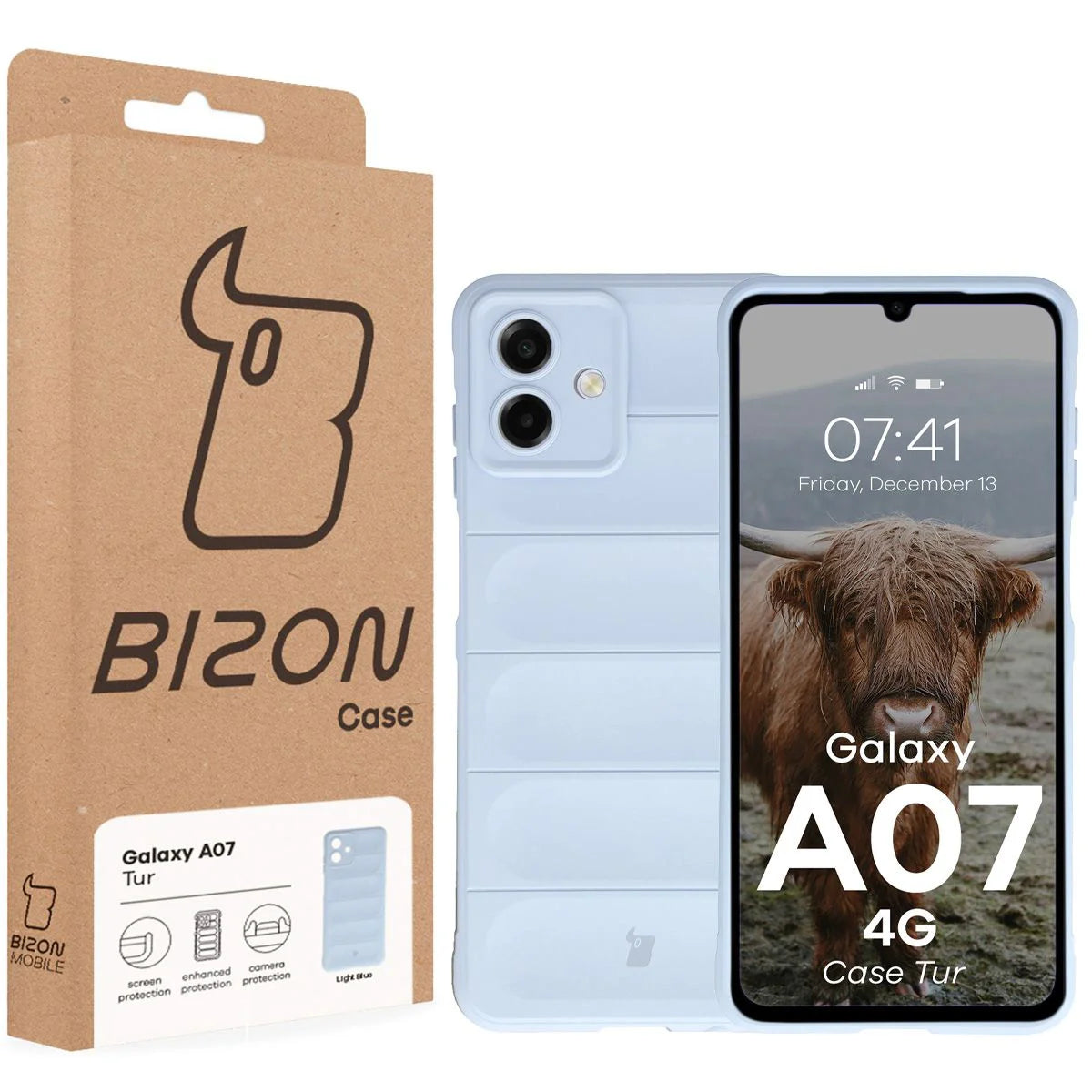 Robuste Handyhülle für Galaxy A07 4G, Bizon Case Tur, Hellblau