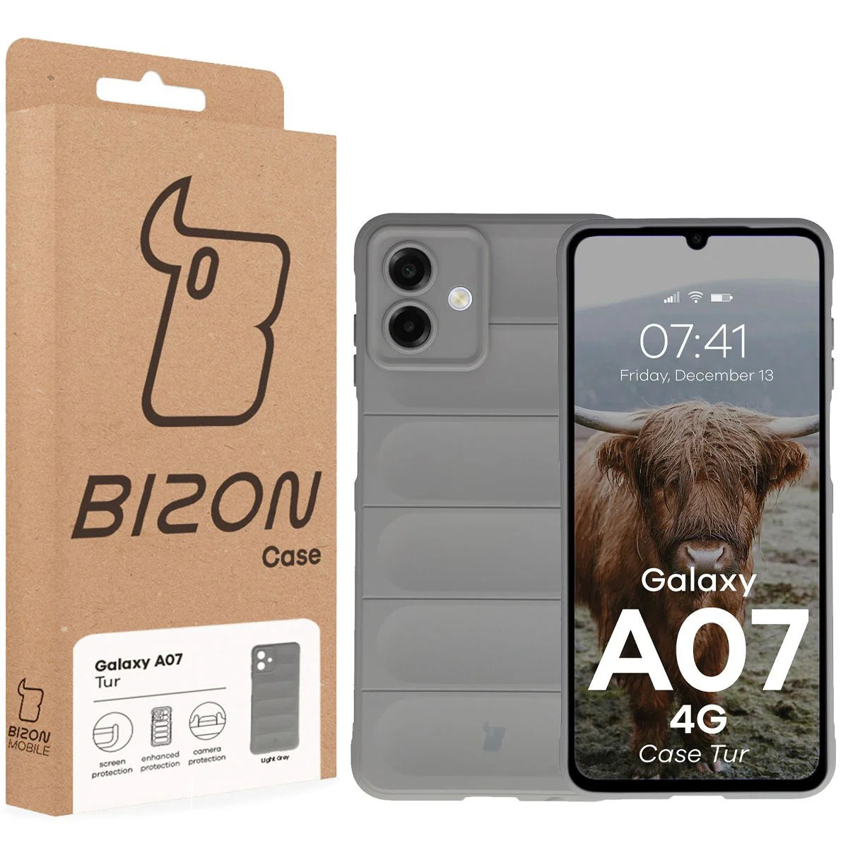 Robuste Handyhülle für Galaxy A07 4G, Bizon Case Tur, Hellgrau