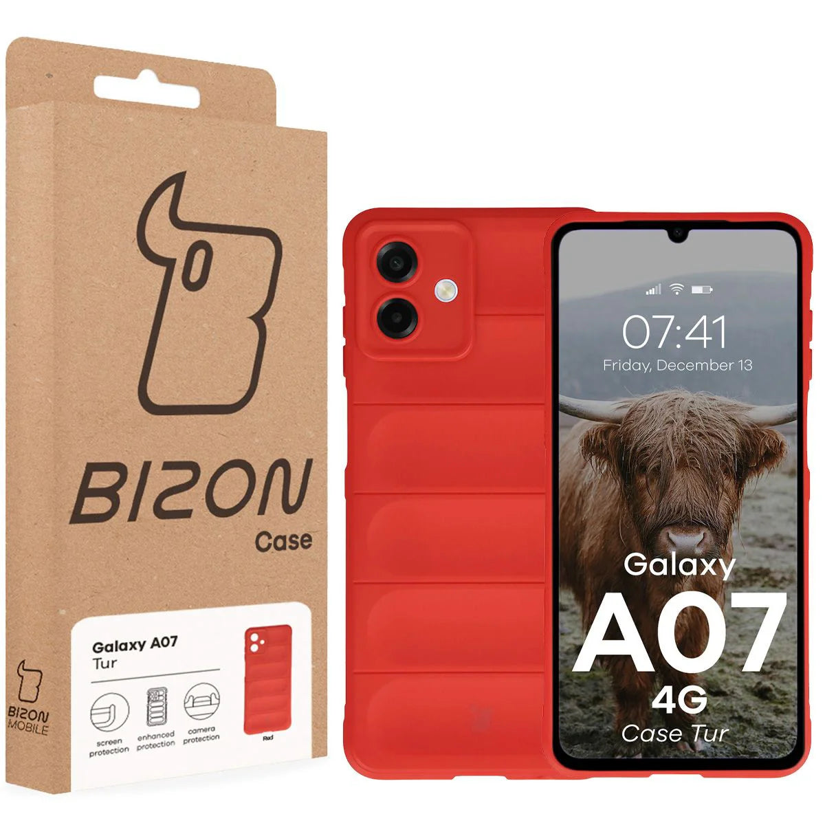 Robuste Handyhülle für Galaxy A07 4G, Bizon Case Tur, Rot