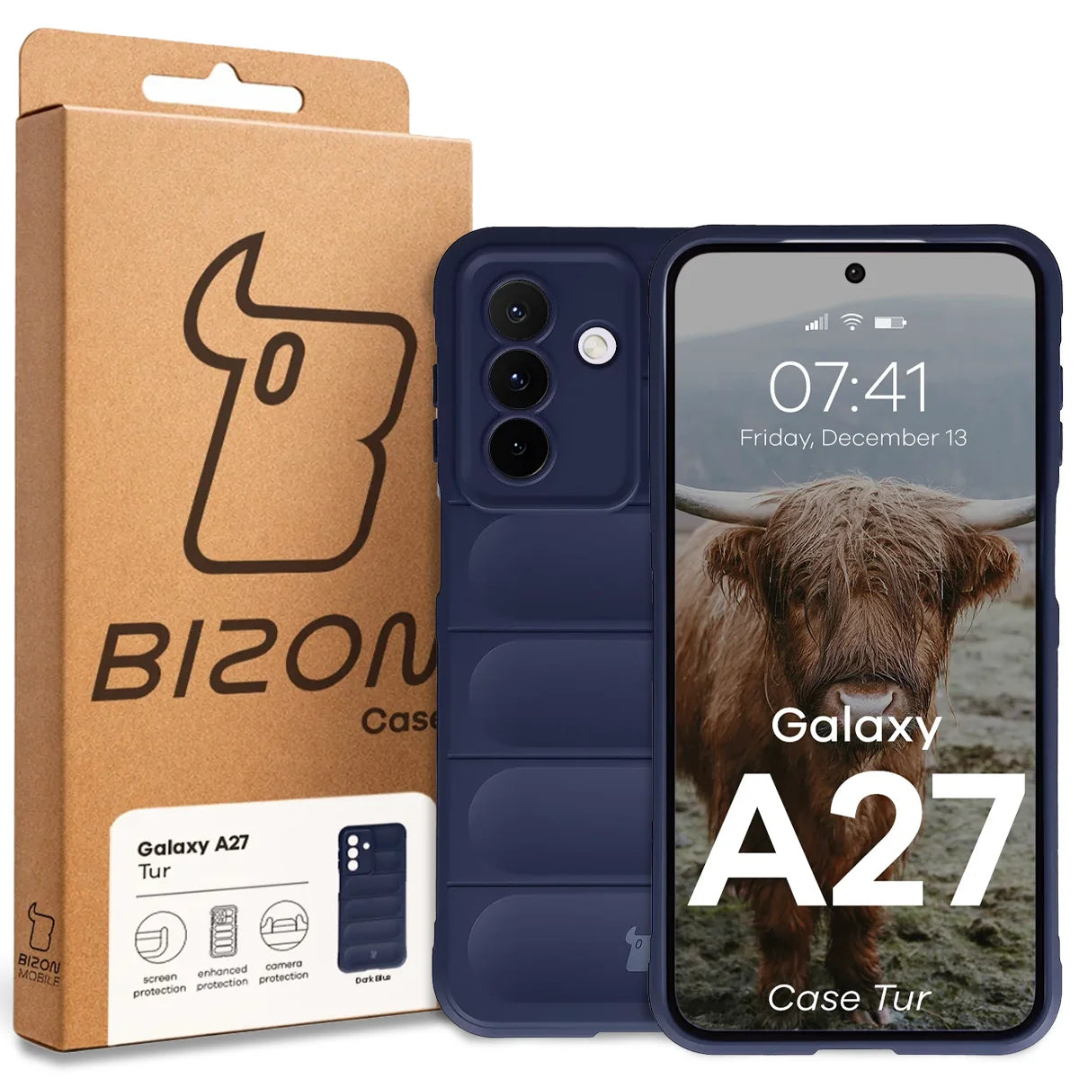 Robuste Handyhülle für Galaxy A27 5G, Bizon Case Tur, Dunkelblau