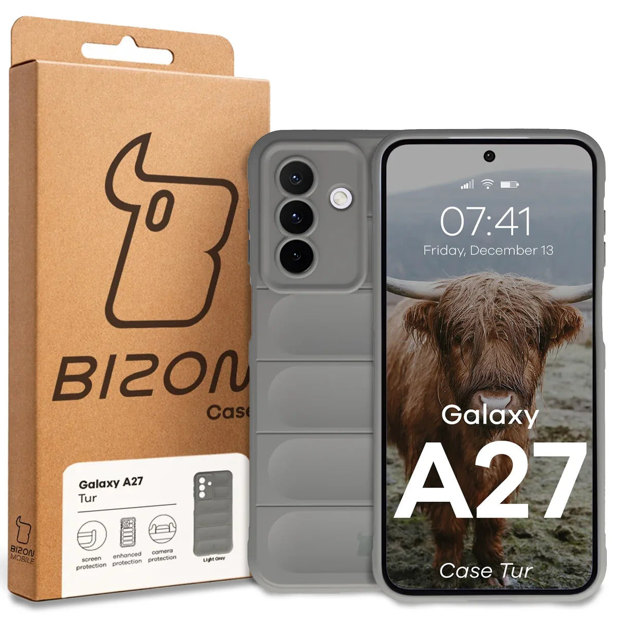 Robuste Handyhülle für Galaxy A27 5G, Bizon Case Tur, Hellgrau