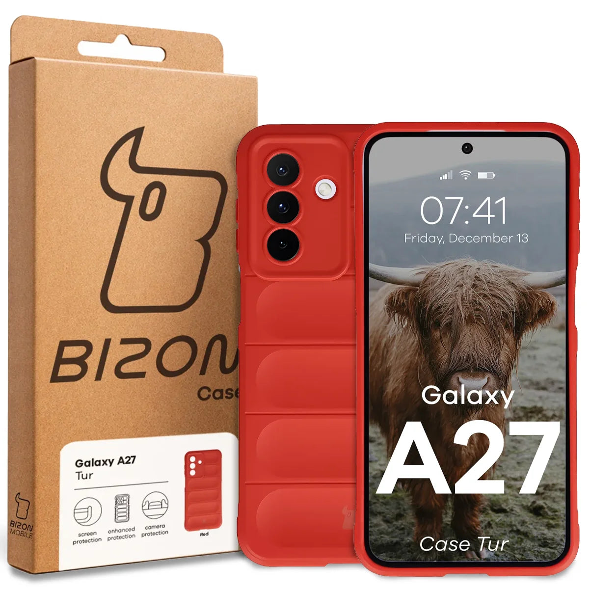 Robuste Handyhülle für Galaxy A27 5G, Bizon Case Tur, Rot